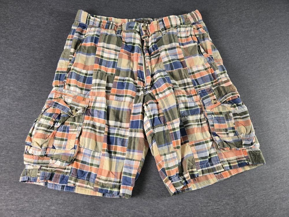 Siegfried Vintage Shorts Mens 32 Multicolor Plaid Cargo Pockets Summer Patchwork